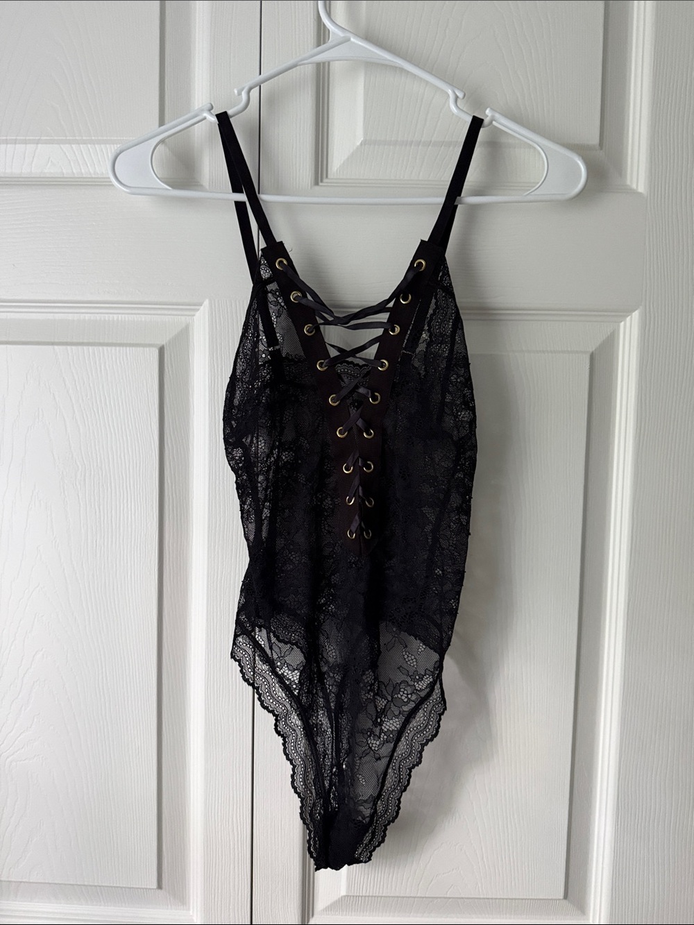 Black Lace Lace-Up Teddy Bodysuit - Women Intimates & Sleepwear
